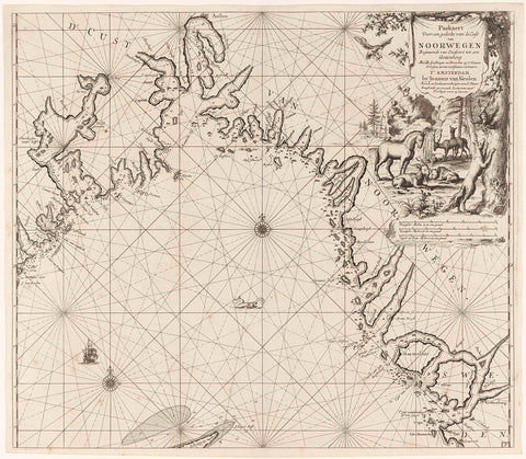 Map of the coast of Norway, Jan Luyken, 1681 - 1799 Canvas Print