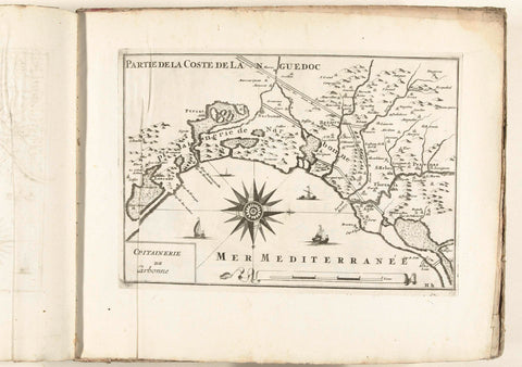 Map of the French south coast near Narbonne, c. 1702, anonymous, 1702 - 1703 Canvas Print