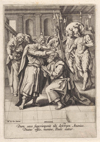 Ananias heals Paul's blindness, anonymous, 1591 - 1600 Canvas Print