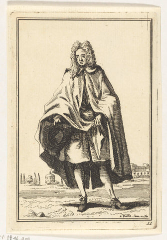 Man in cape, Adolf van der Laan, c. 1710 - 1755 Canvas Print