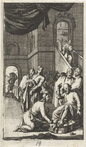 Petrus' foot washing, anonymous, 1681 - 1762 Canvas Print