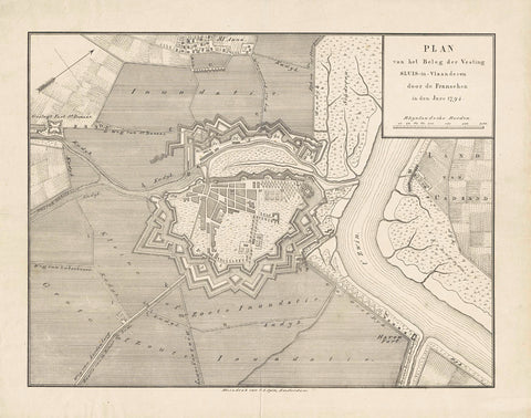 Siege of Sluis, 1794, Christiaan Andersen Spin, 1834 - 1856 Canvas Print