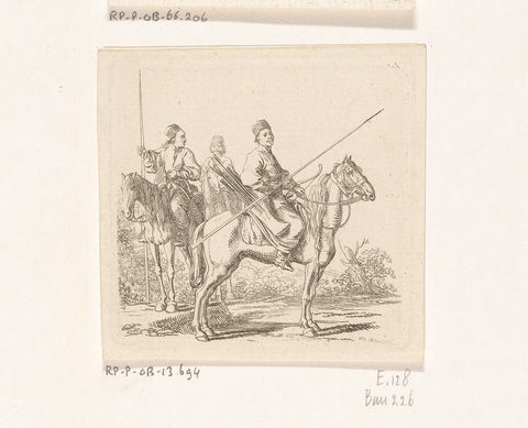 Three Bashk banners on horseback, Daniel Nikolaus Chodowiecki, 1775 Canvas Print