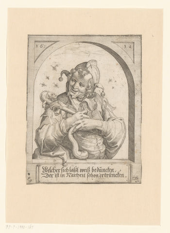 Jester with jester's staff and fool's cob, Christoph Ori, 1612 Canvas Print