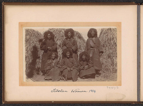 Group of Tibetan women for haystacks, D.T. Dalton, 1904 Canvas Print