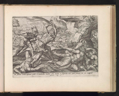 Army of Antiochus Epiphanes kills Israelites, Johannes Wierix, 1585 Canvas Print