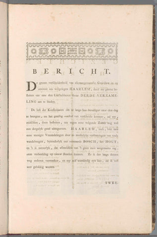 Text sheet from: Tweede vervolg van twee- en twintig aangenaame gezichten in de vermakelyke landsdouwen van Haarlem, nieuwlings naar 't leven getekend door de beroemde konstenaars H. Spilman en C.V. Noorde, 1763, Jan Bosch (publisher), 1763 Canvas Print