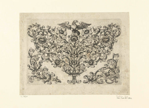 Leaf vines with flowers and eagle, Pietro Cerini, c. 1675 - before 1696 Canvas Print