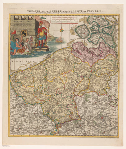 Map of the county of Flanders, anonymous, 1706 - 1733 Canvas Print