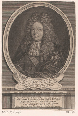 Portrait of Jean-Baptiste Colbert, Marquis of Torcy, Etienne Desrochers, c. 1726 Canvas Print