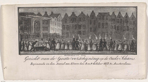 Face of the Geeste appearance on the Oude Schans. beginning in the Evening at 81/2 ure den 8 and 9 October 1833. in Amsterdam, Hartog Abrahams Swaluw, 1833 Canvas Print