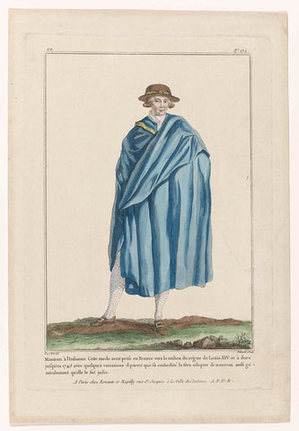 Gallery of French Fashions and Costumes, 1780, ee 171 (bis) : Manteau à l'Italienn (...), J. Pelicier, 1780 Canvas Print