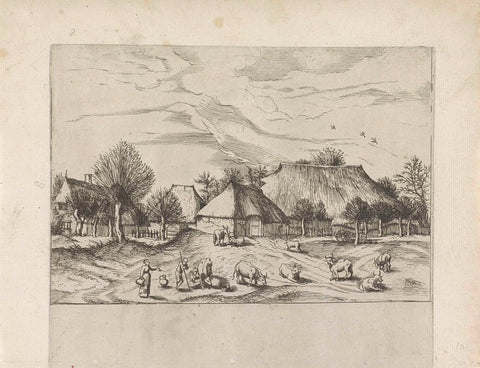 Landscape with Farms and a Herder, Johannes or Lucas van Doetechum, 1559 - 1561 Canvas Print