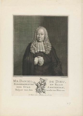 Portret van Daniel de Dieu, Jacob Houbraken, 1758 Canvas Print