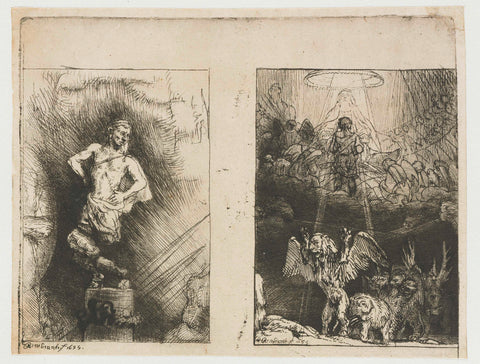 Two illustrations to Menasseh Ben Israel's 'Piedra Gloriosa', Rembrandt van Rijn, 1655 Canvas Print