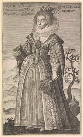 Portret van Amalia van Solms, Crispijn van de Passe (I), c. 1620 - 1637 Canvas Print