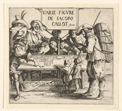 Titelprent voor prentserie 'Diverse figuren' / 'Varie figure di Jacopo Callot', Jacques Callot, 1621–1624 Canvas Print