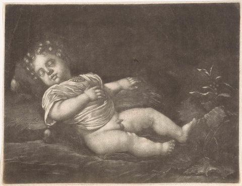 Sleeping boy, Pieter Schenk (I), 1670 - 1713 Canvas Print