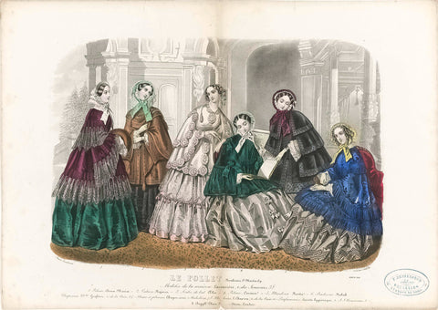 Le Follet, 1853, No. 1840 & 1841 (?): Modeles de la maison Lacourièr (...), Anaïs Colin-Toudouze, 1853 Canvas Print