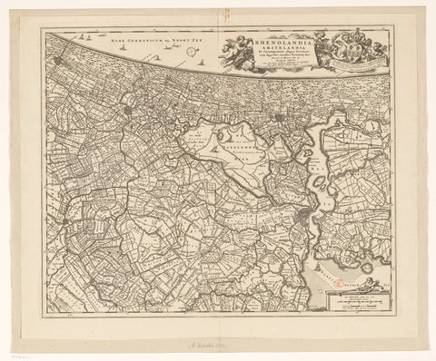 Map of Rhineland and Amstelland, anonymous, 1720 - 1775 Canvas Print