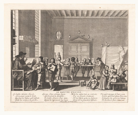 Schoolmaster in a classroom, Abraham Bosse, 1638 Canvas Print