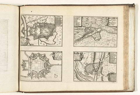 Maps of Philippsburg, Kreuznach, Saarlouis and Saverne, 1726, anonymous, 1726 Canvas Print