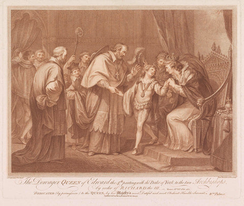 Widow of Edward IV cedes her son to two archbishops, Francesco Bartolozzi, 1786 Canvas Print