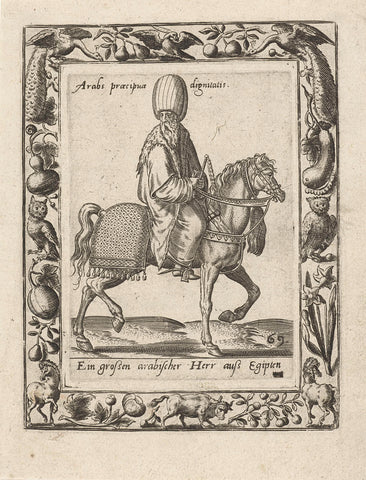 Arabian man on horseback, Abraham de Bruyn (attributed to), 1577 Canvas Print