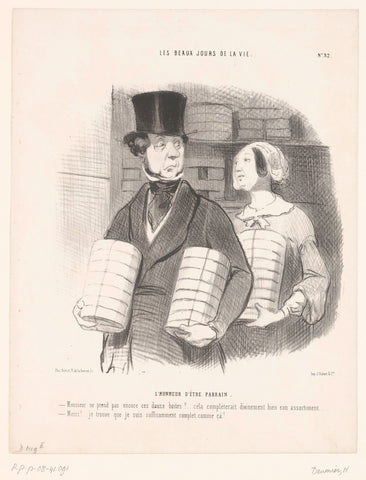 Man with fifteen boxes of sweets, Honoré Daumier, 1844 Canvas Print