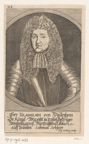 Portret van Wladislaus von Müllenheim, Johann Georg Hellwig, 1694 Canvas Print