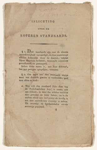 Information on the copper standards, anonymous, 1820 Canvas Print