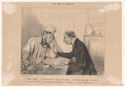 Businessman urges farmer to sue his neighbor, Honoré Daumier, 1846 Canvas Print