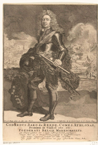 Portrait of Godard van Reede in armour, Pieter van den Berge, 1694 - 1737 Canvas Print