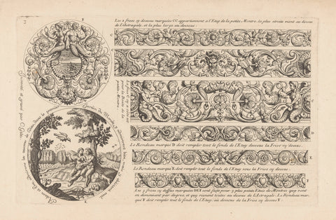 Six friezes and two round performances, Corneille Gole, 1737 Canvas Print