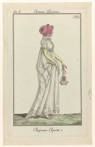 Journal des Dames et des Modes, Costume Parisien, 6 November 1799, Year 8 (169) : Chapeau - Capote, anonymous, 1799 Canvas Print