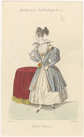 Euphrosyne, magazine for the Hollandsche Kleeding, 1832 : Hollandsche Kleederdragt, No. 12 : Gekleed Costuum, Dirk Sluyter, 1832 Canvas Print