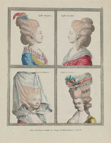 Gallerie des Modes et Costumes Français, 1776, C 15 : Coeffure Bourgeois (...), anonymous, 1776 Canvas Print