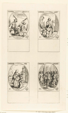 Saint Candida of Carthage, Saint Matthew, Saint Iphigeneia of Africa, Saint Maurice of Agaunum and companions (September 20-22), Jacques Callot, 1632 - 1636 Canvas Print