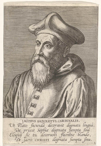 Portret van Jacopo Sadoleto, Philips Galle, 1587 - 1595 Canvas Print