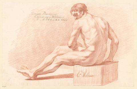 Seated male nude, seen from the side (3rd prize 1778), Christiaan Welmeer, 1778 Canvas Print