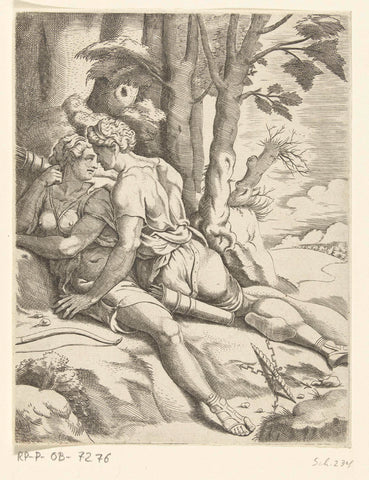 Jupiter and Callisto, Cornelis Bos, c. 1537 - c. 1555 Canvas Print