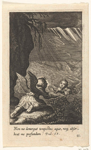 Engel saves child from the sea, Boetius Adamsz. Bolswert, 1624 Canvas Print