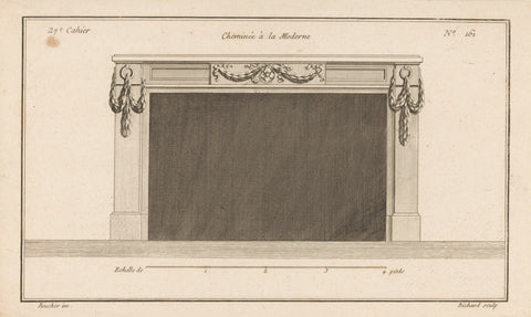 Hearth with Garlands, Jean-Baptiste Bichard, 1772 - 1779 Canvas Print