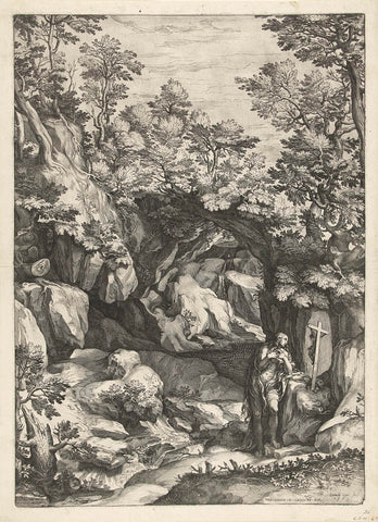 Landscape with the penitent Mary Magdalene, Cornelis Cort, in or after 1573 Canvas Print