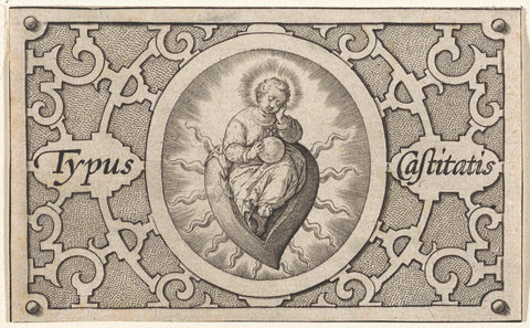 Sleeping Christ Child on a Flaming Heart, Hieronymus Wierix, 1563 - before 1619 Canvas Print