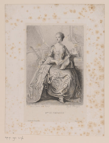 Portrait of Madame de Pompadour, Jeanne-Antoinette Poisson, Léopold Flameng, 1860 Canvas Print