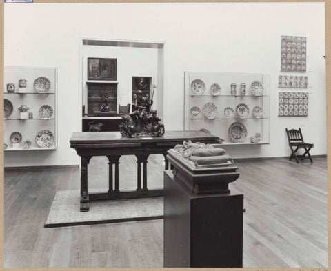 Room with furniture including a table, majolica, an image and two passageways, 1962 Canvas Print