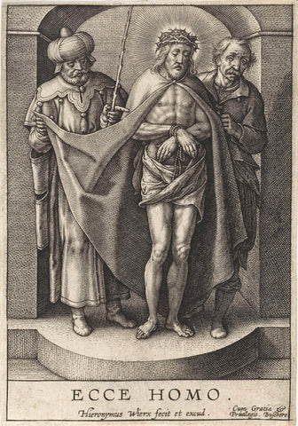 Christ shown to the people (Ecce Homo), Hieronymus Wierix, 1563 - before 1619 Canvas Print