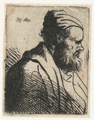 Snub-nosed man in cap: bust, Rembrandt van Rijn, c. 1631 Canvas Print