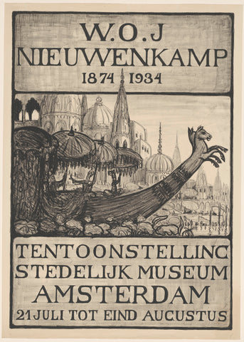 W.O.J. Nieuwenkamp 1874 - 1934. Exhibition Stedelijk Museum Amsterdam 21 July to the end of Aug., Wijnand Otto Jan Nieuwenkamp, c. 1934 Canvas Print